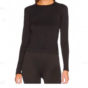 Helmut Lang Top Womens L Long Sleeve Basic Shirt Black Slash Wrist DESIGNER NWOT